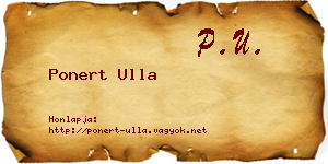 Ponert Ulla névjegykártya